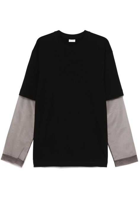 T-shirt a maniche lunghe trasparenti hemal in nero Dries van noten - uomo